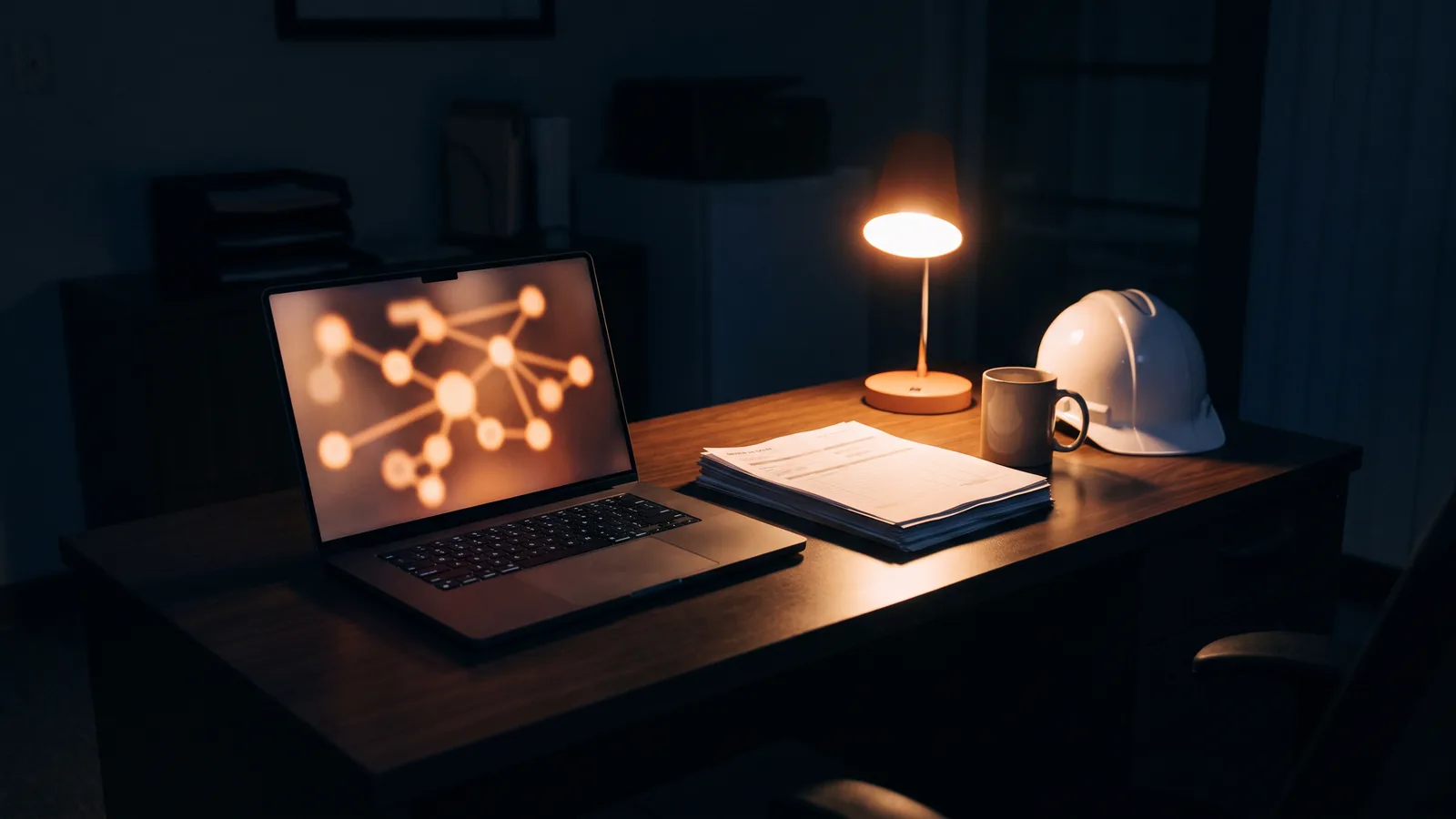 Laptop running automated lead follow-up in a contractor office