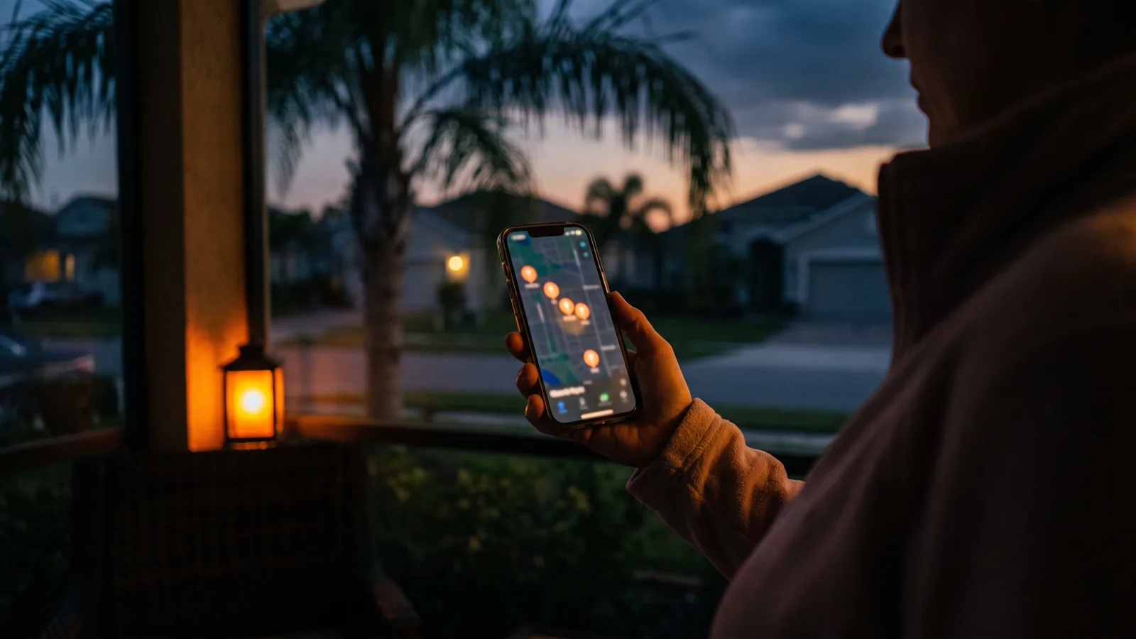 Homeowner searching for a local contractor on a phone map