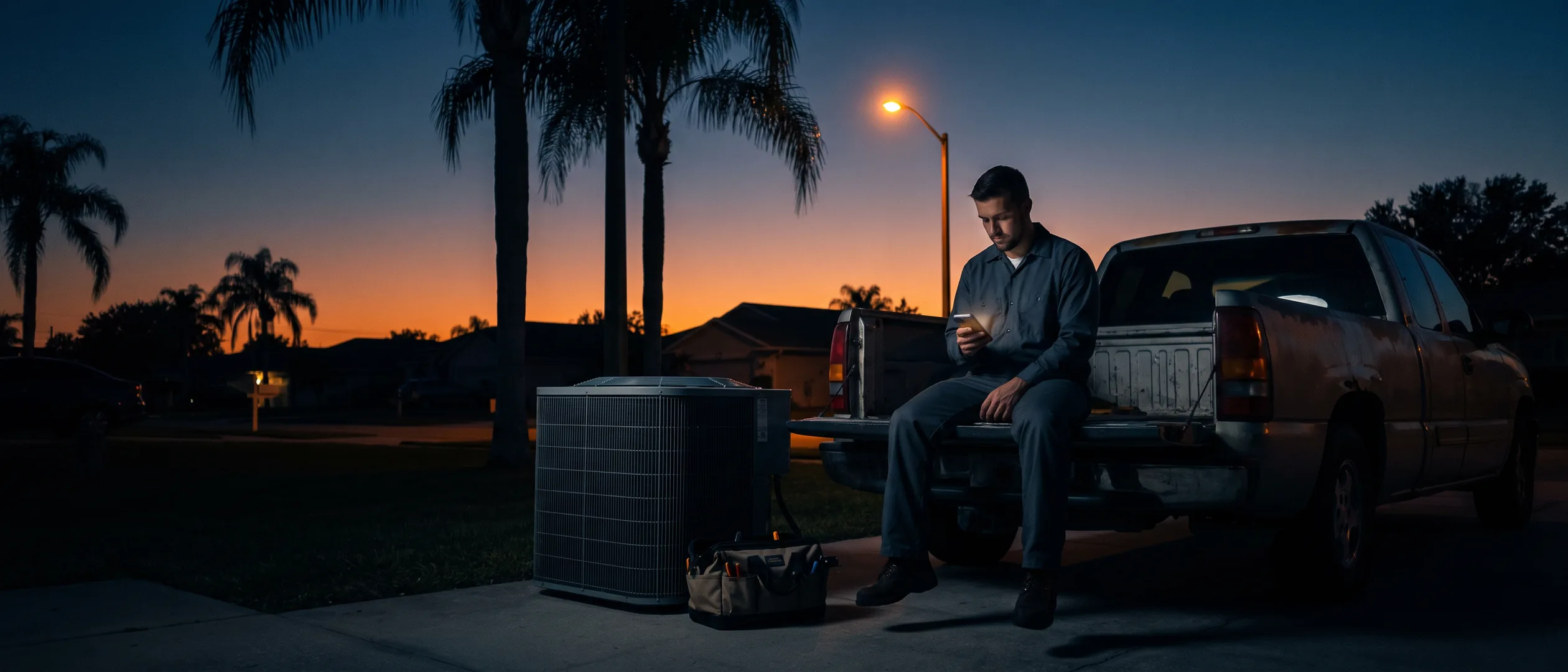 HVAC technician getting a new lead on his phone from his website