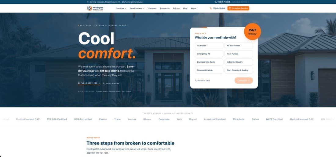 Screenshot of the Northgate Heating & Air website